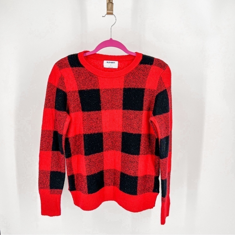 Cozy Buffalo Plaid Crew Neck Sweater